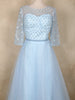 Light Blue Sequins Embellished Design Net Gown