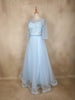 Light Blue Sequins Embellished Design Net Gown