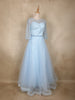 Light Blue Sequins Embellished Design Net Gown