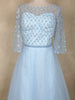 Light Blue Sequins Embellished Design Net Gown