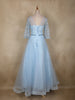 Light Blue Sequins Embellished Design Net Gown