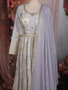 Light Blue Sequins and Zari Embroidered Design Tissue Silk Anarkali Salwar Suit with Dupatta