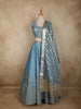Light Blue Silver Zari Woven Design Banarasi Silk Designer Lehenga with Dupatta