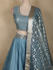 Light Blue Silver Zari Woven Design Banarasi Silk Designer Lehenga with Dupatta