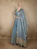 Light Blue Silver Zari Woven Design Banarasi Silk Designer Lehenga with Dupatta