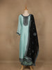 Light Blue Solid Design Silk Blend Salwar Suit With Dupatta - Diadem