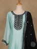 Light Blue Solid Design Silk Blend Salwar Suit With Dupatta - Diadem