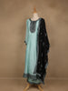 Light Blue Solid Design Silk Blend Salwar Suit With Dupatta - Diadem