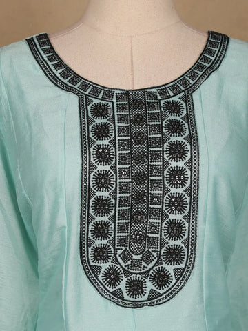 Light Blue Solid Design Silk Blend Salwar Suit With Dupatta - Diadem