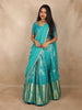 Light Blue Zari Woven Design Pure Kanchipuram Silk Bridal Wear Dhavani with Embroidery Work Blouse