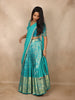 Light Blue Zari Woven Design Pure Kanchipuram Silk Bridal Wear Dhavani with Embroidery Work Blouse