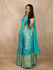 Light Blue Zari Woven Design Pure Kanchipuram Silk Bridal Wear Dhavani with Embroidery Work Blouse