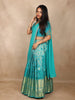 Light Blue Zari Woven Design Pure Kanchipuram Silk Bridal Wear Dhavani with Embroidery Work Blouse