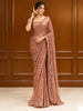 Light Brown All Over Heavy Sequins and Beads Embroidered Design Net Party Wear Saree with Scalloped Designer Border