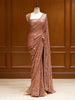 Light Brown All Over Heavy Sequins and Beads Embroidered Design Net Party Wear Saree with Scalloped Designer Border