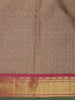 Light Brown Checked Woven Pure kanchipuram Silk Saree With Contrast Pink Blouse