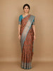 Light Brown Floral Designed Kora Printed Saree
