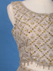 Light Brown Floral Embroidered Cape Style Draped Synthetic Skirt Top - Diadem