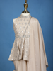 Light Brown Floral Embroidered Silk Blend Kids Palazzo Suit
