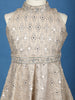 Light Brown Floral Embroidered Silk Blend Kids Palazzo Suit