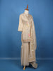 Light Brown Floral Embroidered Tissue Silk Sharara Suit With Zari Dupatta
