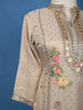 Light Brown Floral Embroidered Tissue Silk Sharara Suit With Zari Dupatta