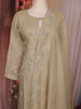 Light Brown Floral Embroidered Tissue Silk Straight Cut Salwar Suit with Dupatta