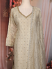 Light Brown Floral Embroidered Tissue Silk Straight Cut Salwar Suit with Dupatta