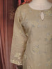 Light Brown Floral Embroidered Tissue Silk Straight Cut Salwar Suit with Dupatta
