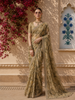 Light Brown Floral Printed Tissue Organza Saree with Sequins Embroidered Border