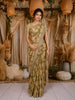 Light Brown Floral Printed Tissue Organza Saree with Sequins Embroidered Border