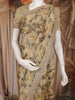 Light Brown Floral Printed Tissue Organza Saree with Sequins Embroidered Border