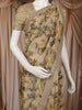 Light Brown Floral Printed Tissue Organza Saree with Sequins Embroidered Border