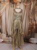 Light Brown Floral Sequins Embroidered Design Tissue Silk Palazzo Suit with Choker Dupatta