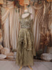 Light Brown Floral Sequins Embroidered Design Tissue Silk Palazzo Suit with Choker Dupatta