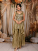 Light Brown Floral Sequins Embroidered Design Tissue Silk Palazzo Suit with Choker Dupatta