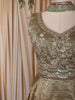 Light Brown Floral Sequins Embroidered Design Tissue Silk Palazzo Suit with Choker Dupatta
