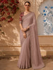 Light Brown Floral Sequins Zari Embroidered Design Pure Tissue Silk Fancy Saree with Designer Border