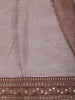 Light Brown Floral Sequins Zari Embroidered Design Pure Tissue Silk Fancy Saree with Designer Border
