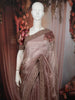 Light Brown Floral Sequins Zari Embroidered Design Pure Tissue Silk Fancy Saree with Designer Border