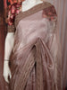 Light Brown Floral Sequins Zari Embroidered Design Pure Tissue Silk Fancy Saree with Designer Border
