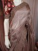 Light Brown Floral Sequins Zari Embroidered Design Pure Tissue Silk Fancy Saree with Designer Border