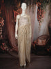 Light Brown Floral Vine Sequins and Beads Embroidered Design Organza Party Wear Saree with Scalloped Border