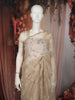 Light Brown Floral Vine Sequins and Beads Embroidered Design Organza Party Wear Saree with Scalloped Border