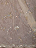 Light Brown Floral Vine Sequins and Beads Embroidered Design Organza Party Wear Saree with Scalloped Border
