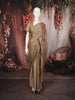 Light Brown Floral Vine Stone Embellished Design Satin Party Wear Saree with Designer Border