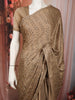Light Brown Floral Vine Stone Embellished Design Satin Party Wear Saree with Designer Border