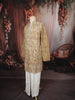 Light Brown Floral and Motif Thread Embroidered Design Tissue Silk Men's Kurta Pyjama
