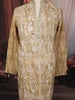 Light Brown Floral and Motif Thread Embroidered Design Tissue Silk Men's Kurta Pyjama