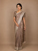 Light Brown Semi Tussar Silk Saree with Geometric Design